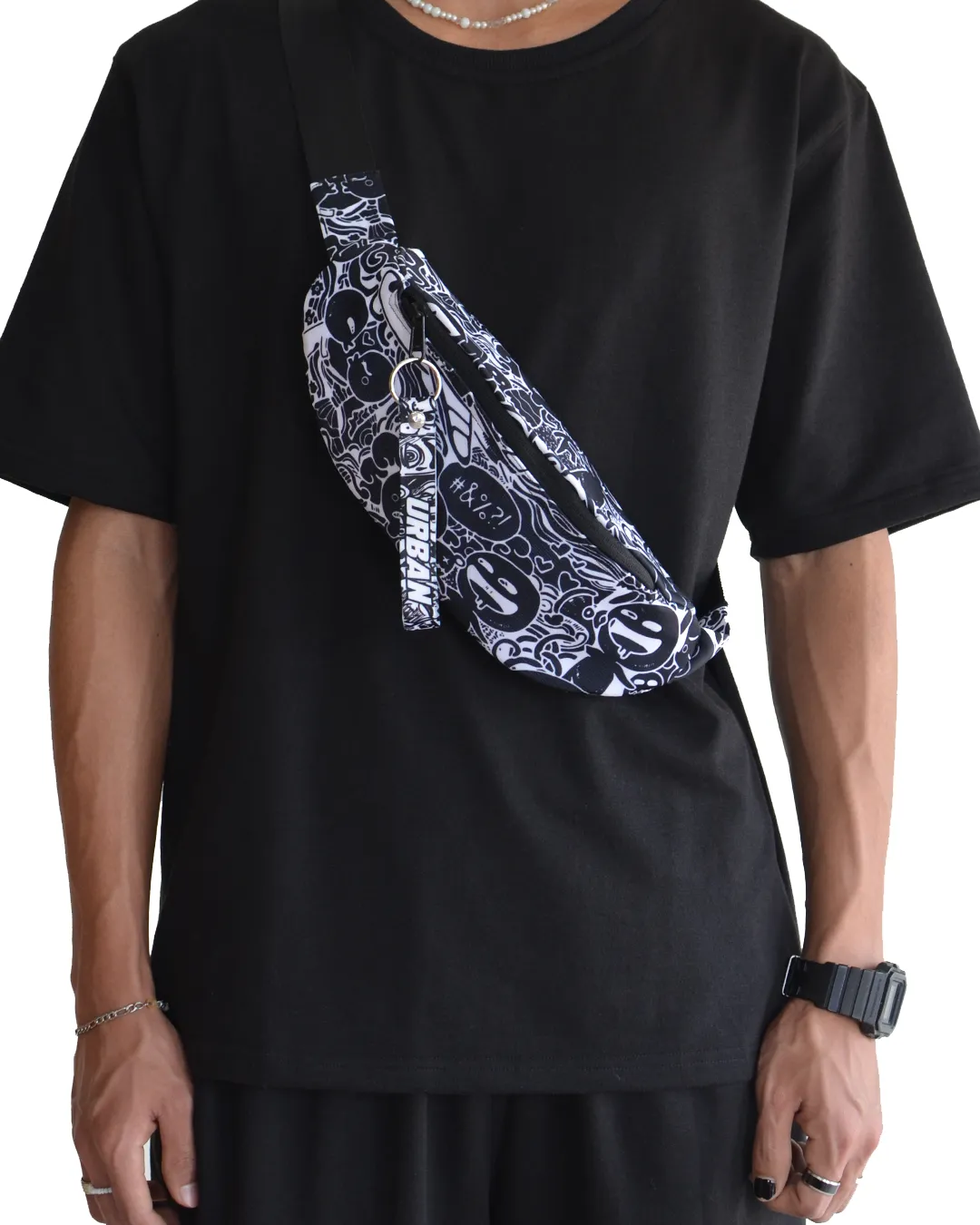 Black Anime Fanny Pack