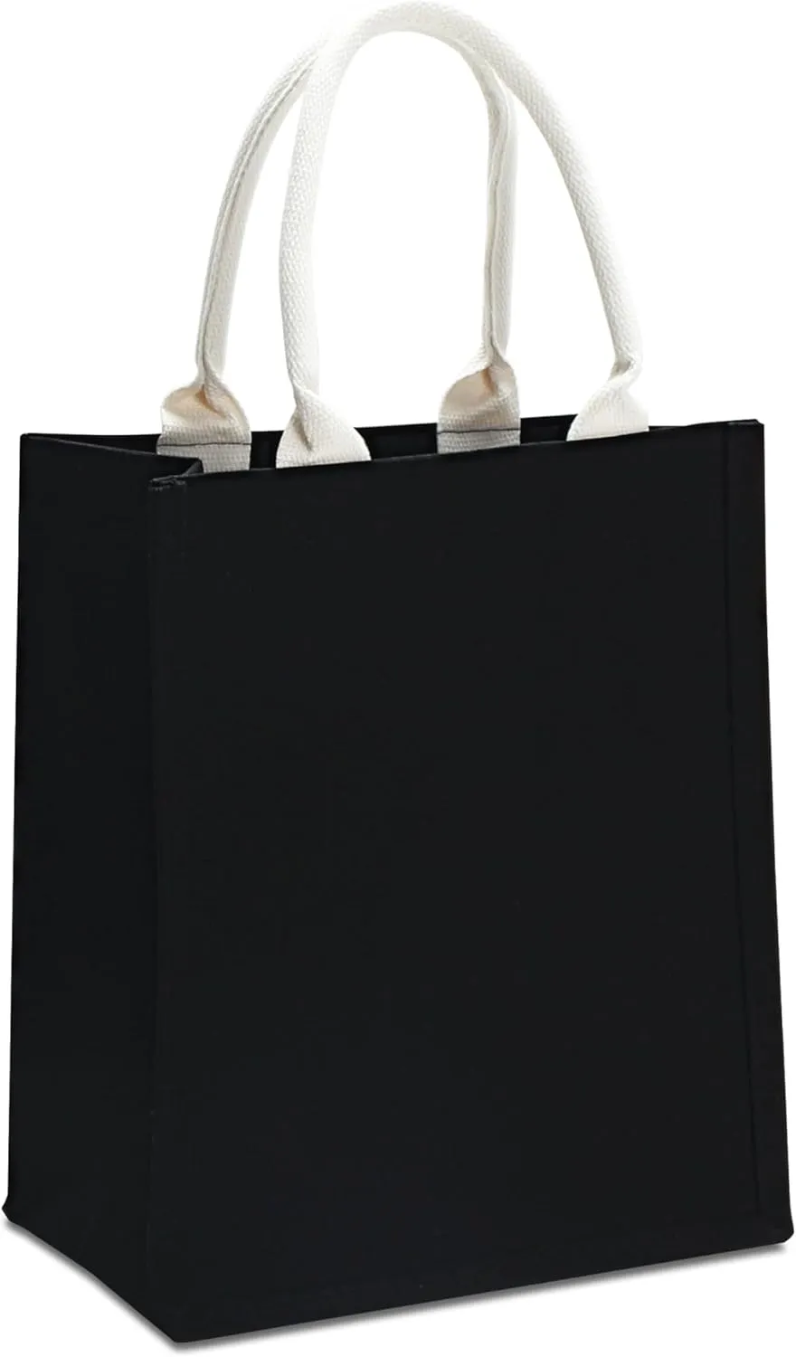 Black Canvas Tote Bags - 12"x6"x10" for Work, Travel, Crafts, Beach