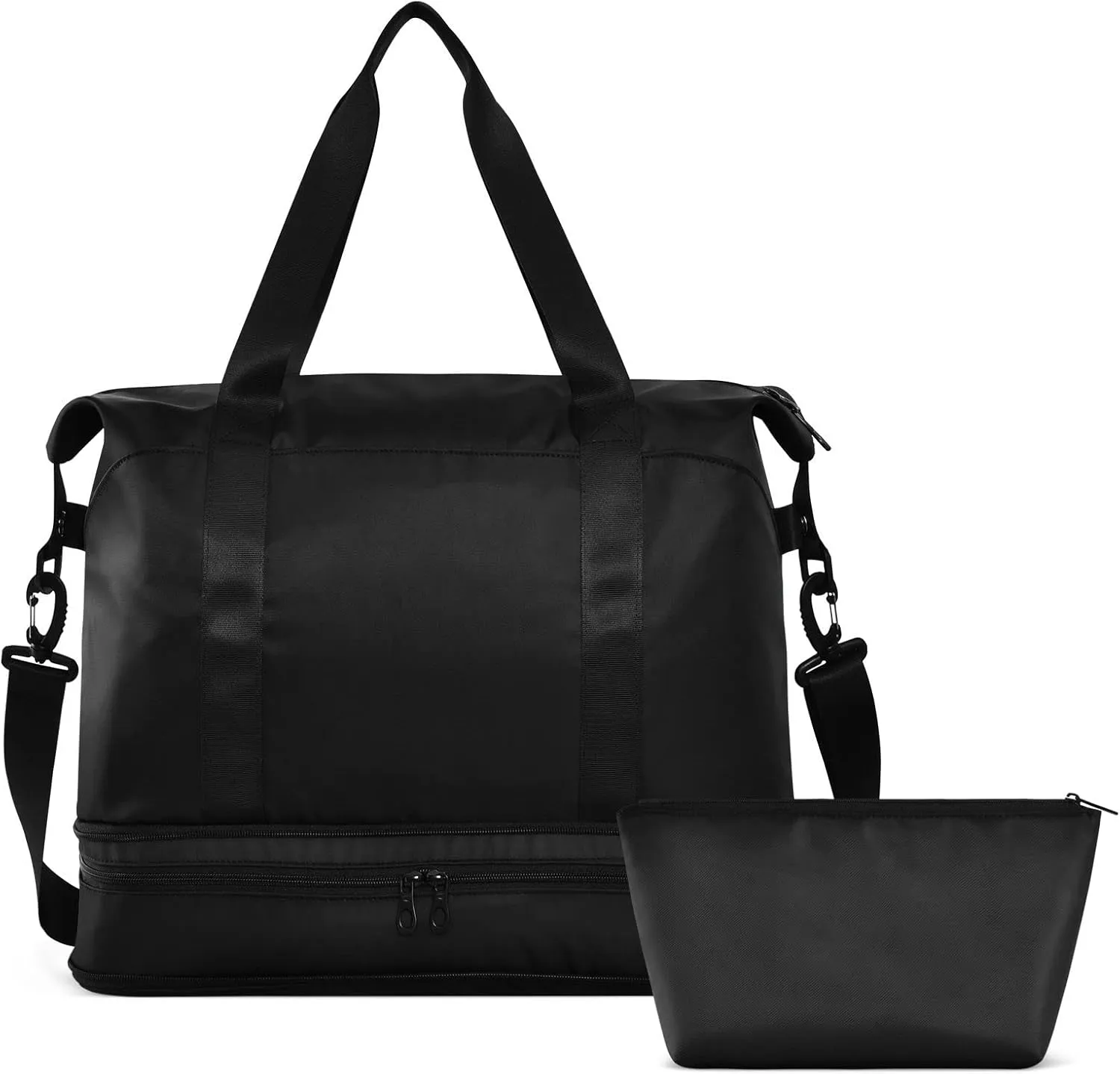 Black Gym Bag for Women and Men Travel Duffel Sports Duffel Luggage Bags with Wet Pocket Waterproof 20810