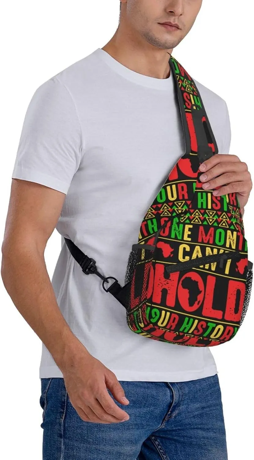 Black History Month Sling Bag Adjustable Crossbody Bag Casual Chest Bags Travel Shoulder Backpack For Women Men