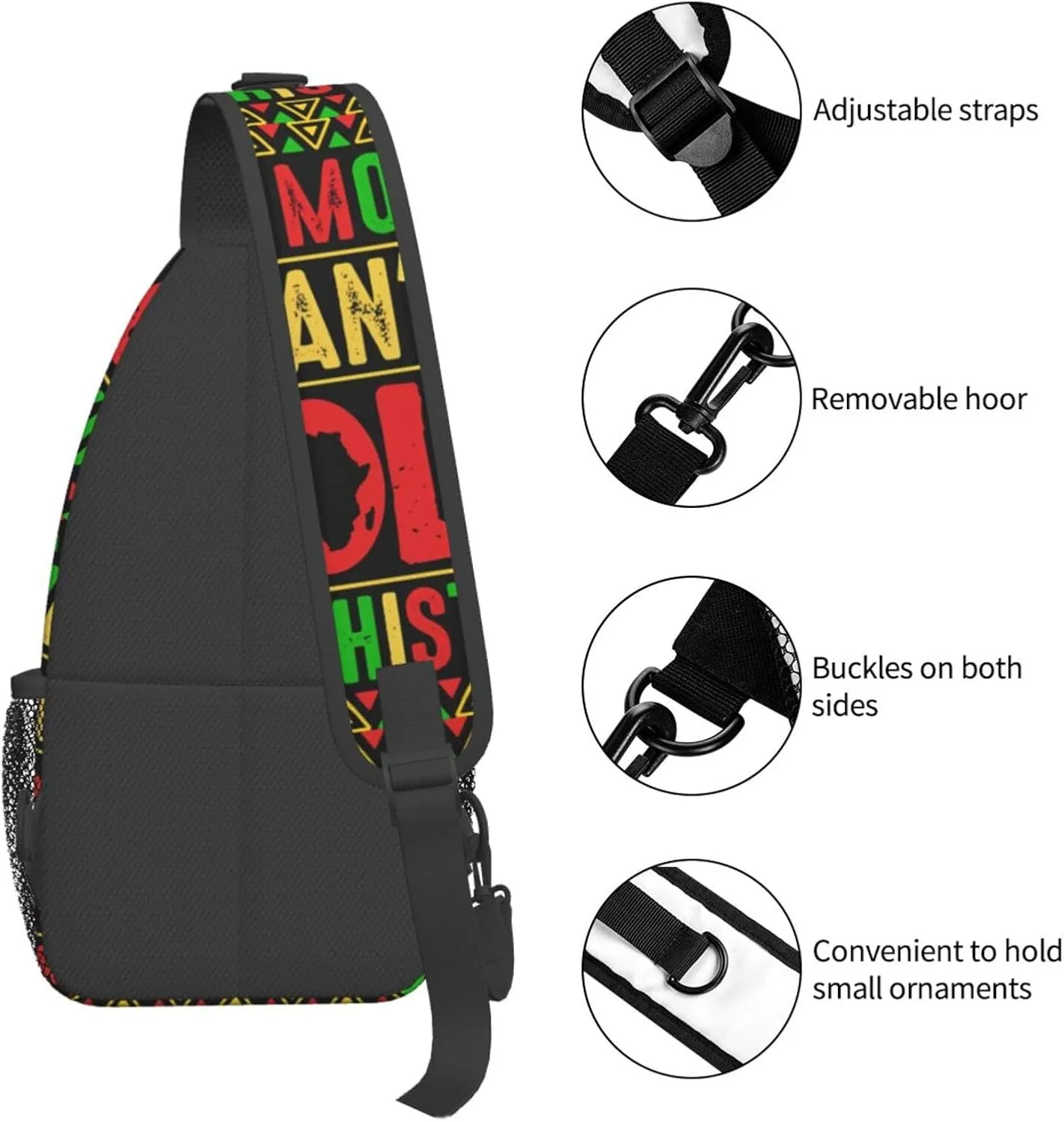 Black History Month Sling Bag Adjustable Crossbody Bag Casual Chest Bags Travel Shoulder Backpack For Women Men