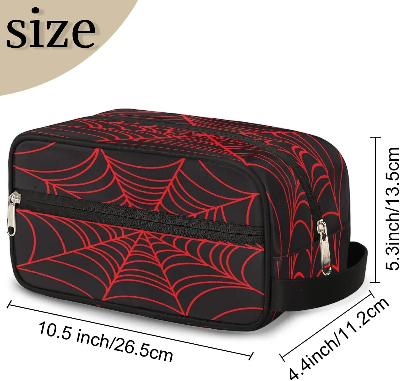 Black Spider Web Boys Travel Toiletry Bag, Kids Waterproof Hanging Dopp Kit, Wash Bag with Large Capacity for Travel, Sports, Shower