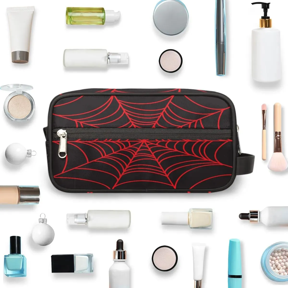 Black Spider Web Boys Travel Toiletry Bag, Kids Waterproof Hanging Dopp Kit, Wash Bag with Large Capacity for Travel, Sports, Shower