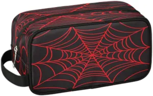 Black Spider Web Boys Travel Toiletry Bag, Kids Waterproof Hanging Dopp Kit, Wash Bag with Large Capacity for Travel, Sports, Shower