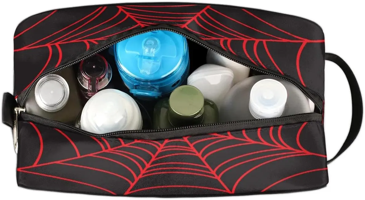 Black Spider Web Boys Travel Toiletry Bag, Kids Waterproof Hanging Dopp Kit, Wash Bag with Large Capacity for Travel, Sports, Shower