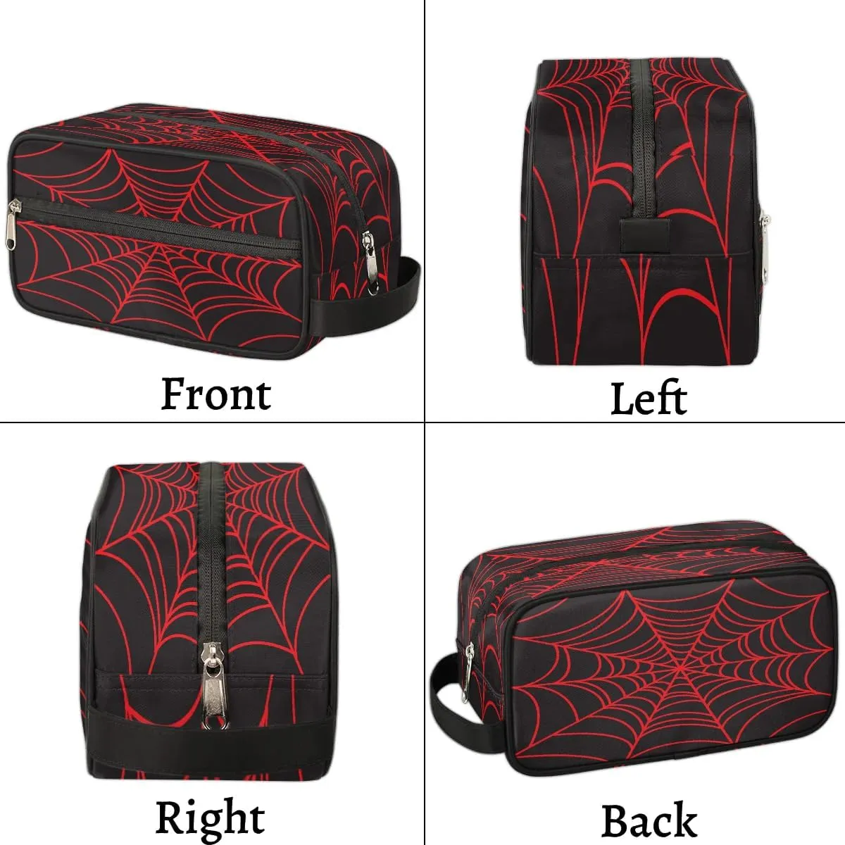 Black Spider Web Boys Travel Toiletry Bag, Kids Waterproof Hanging Dopp Kit, Wash Bag with Large Capacity for Travel, Sports, Shower