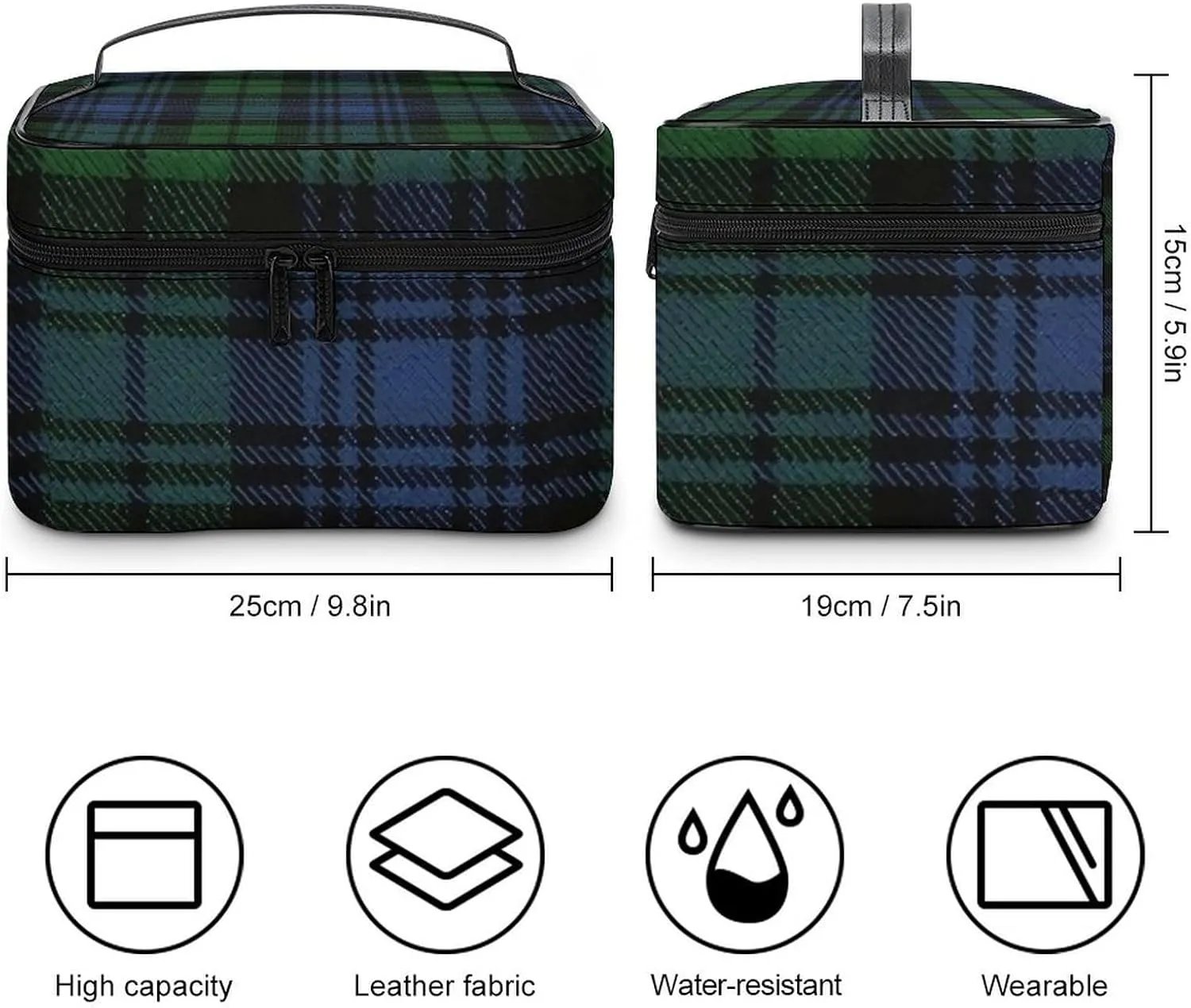 Black Watch Ancient Original Scottish Tartan Large Capacity Soft And High-value Practical Makeup And Wash Bag