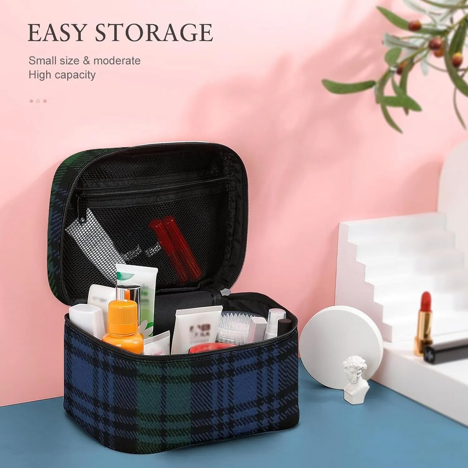 Black Watch Ancient Original Scottish Tartan Large Capacity Soft And High-value Practical Makeup And Wash Bag