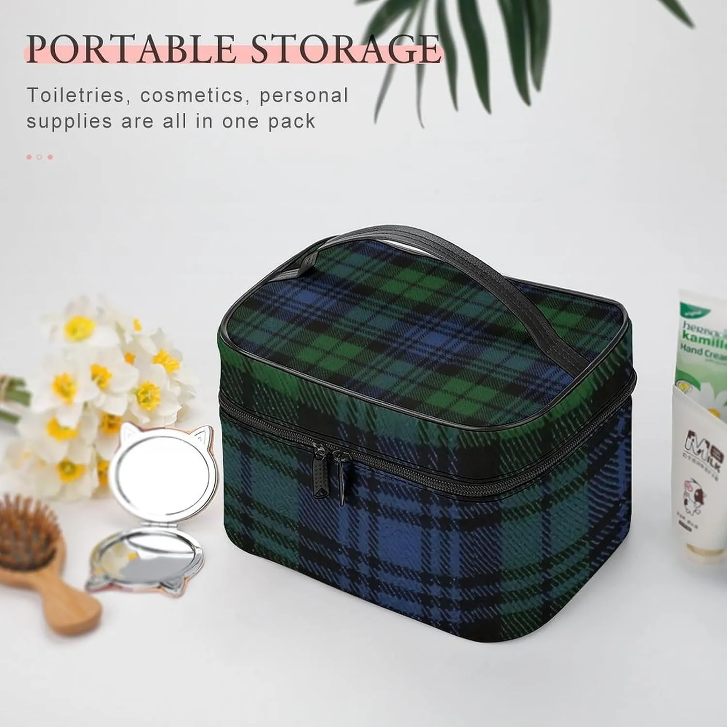 Black Watch Ancient Original Scottish Tartan Large Capacity Soft And High-value Practical Makeup And Wash Bag