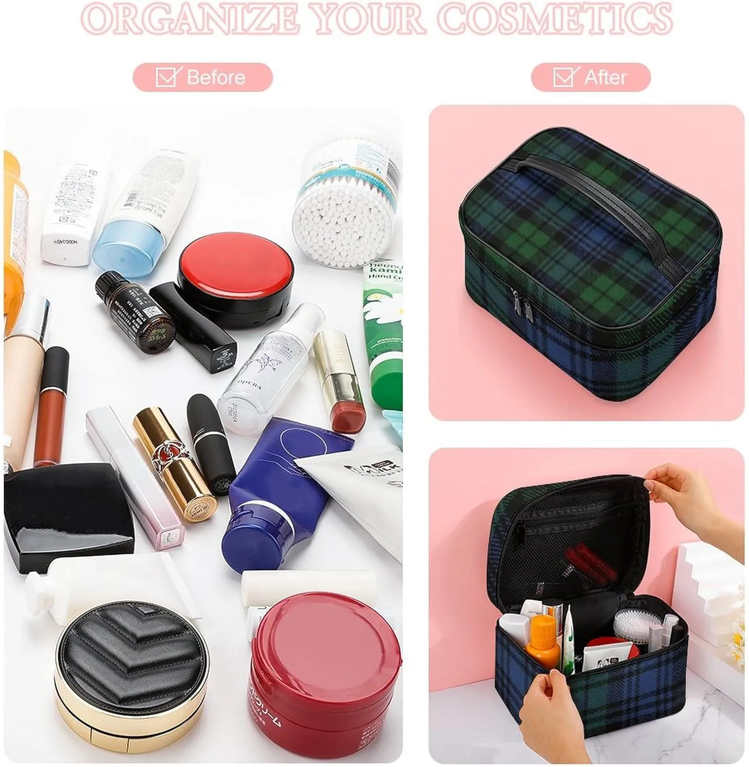 Black Watch Ancient Original Scottish Tartan Large Capacity Soft And High-value Practical Makeup And Wash Bag