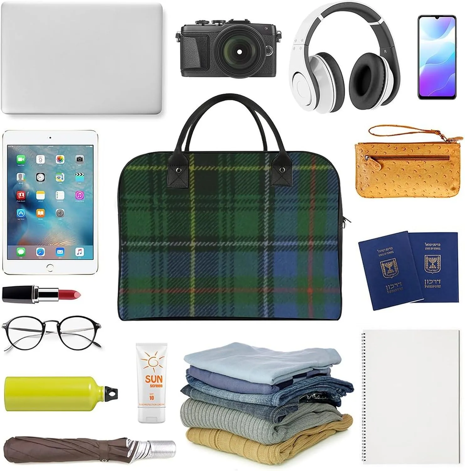 Black Watch Tartan Pattern Fashionable Large Capacity Travel Handbag Unisex