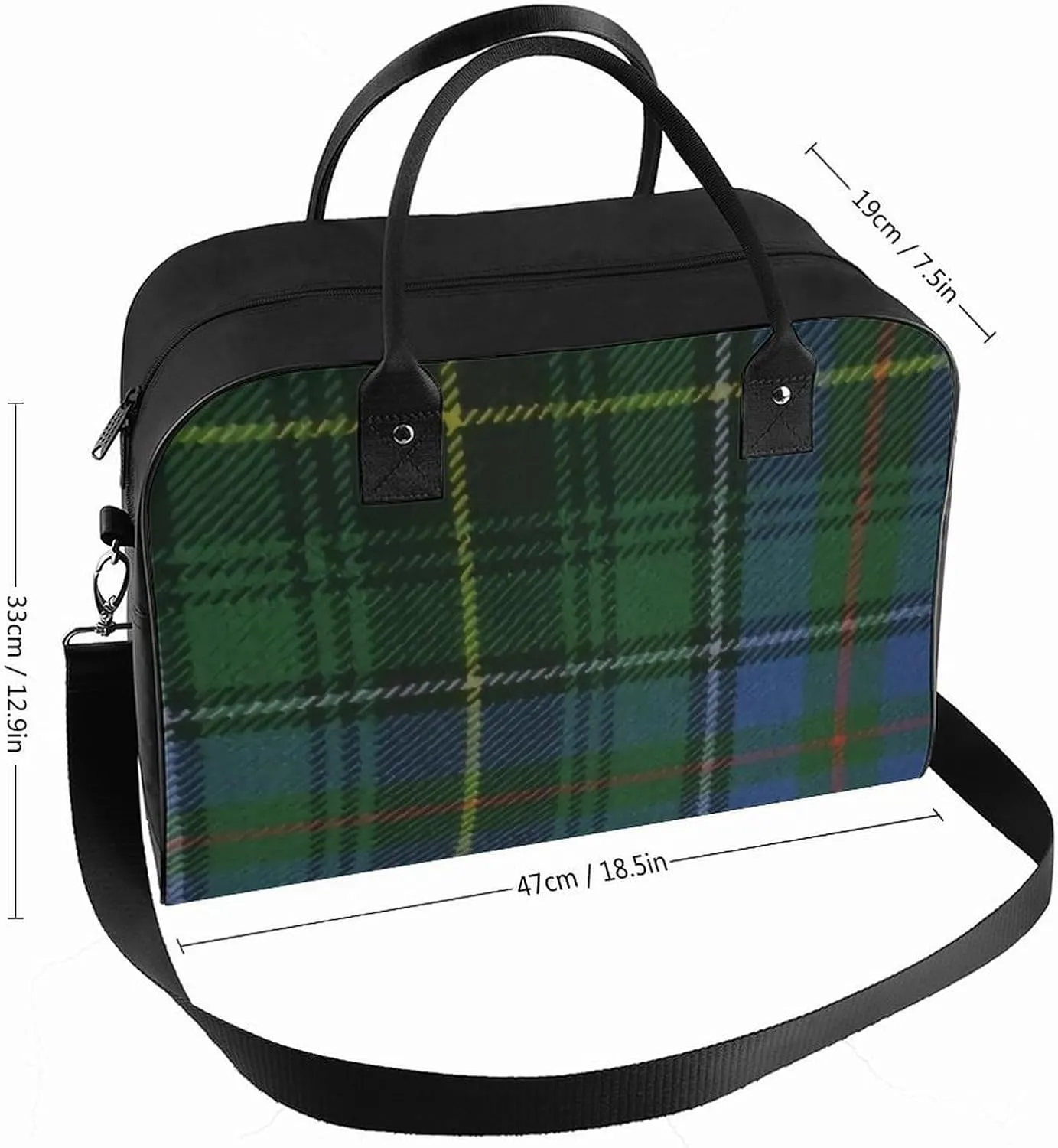 Black Watch Tartan Pattern Fashionable Large Capacity Travel Handbag Unisex