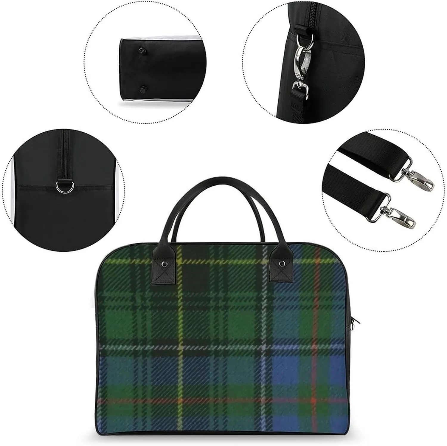 Black Watch Tartan Pattern Fashionable Large Capacity Travel Handbag Unisex