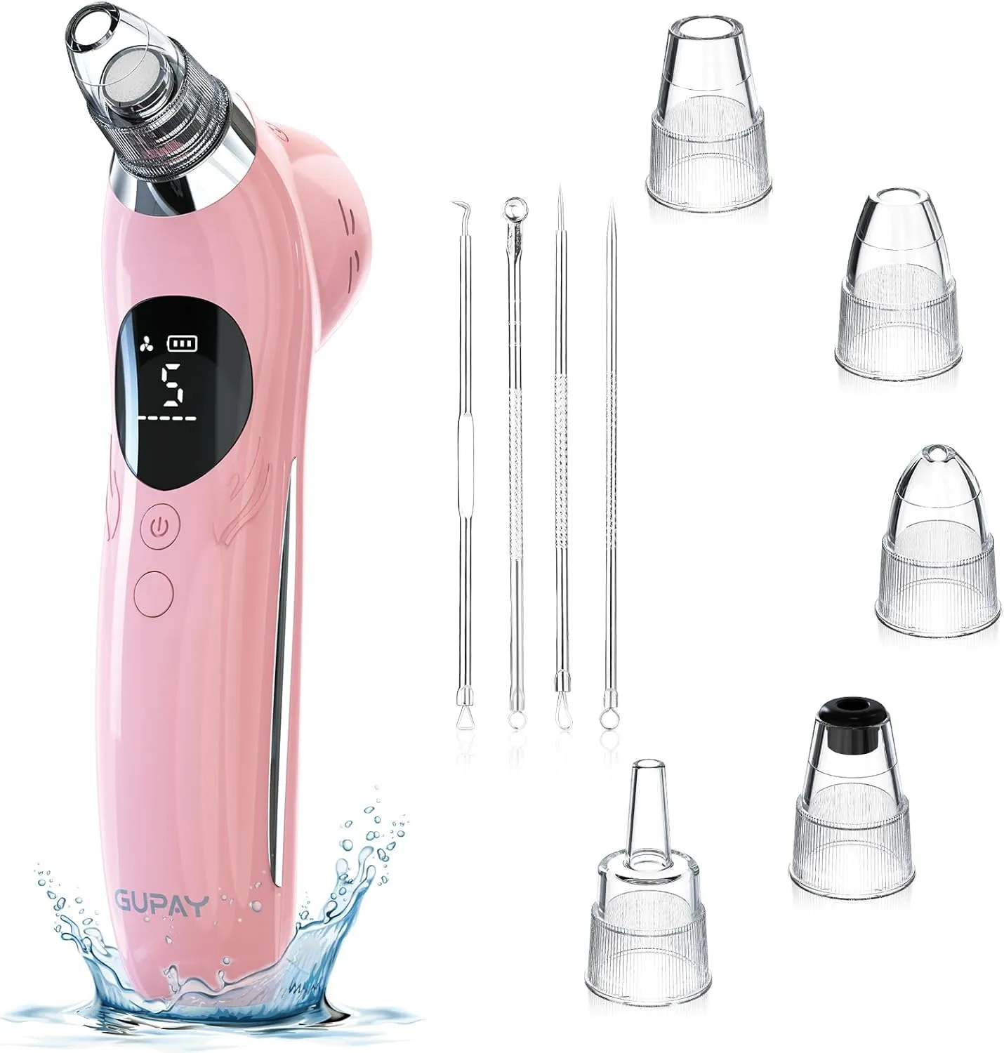 Blackhead Remover Vacuum Facial Pore Cleaner Electric Comedone Whitehead Extractor 5 Suction Probes and 5 Suction Levels Rechargeable Black Heads Remover Tools for Women & Men Facial Skin Care (Pink)