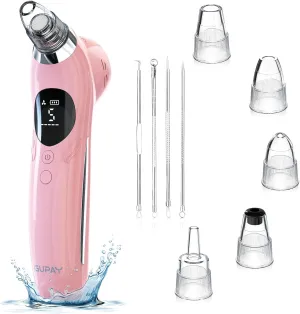 Blackhead Remover Vacuum Facial Pore Cleaner Electric Comedone Whitehead Extractor 5 Suction Probes and 5 Suction Levels Rechargeable Black Heads Remover Tools for Women & Men Facial Skin Care (Pink)