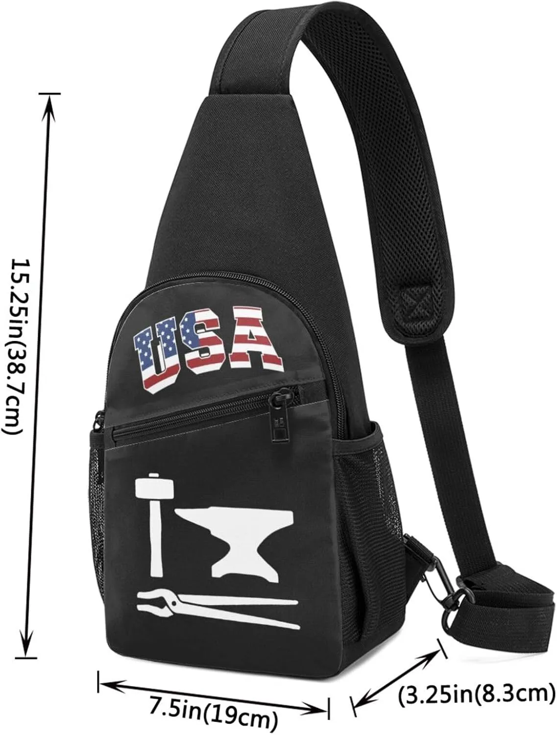 Blacksmith Hammer Logo,Casual one-shoulder crossbody chest bag, fashionable crossbody chest bag