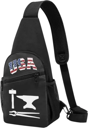 Blacksmith Hammer Logo,Casual one-shoulder crossbody chest bag, fashionable crossbody chest bag