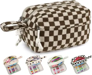 Bluboon Big Capacity Pencil Case Pencil Pouch Pen Case School Supplies Cute Pencil Box Pencil Bag for Teen Girls Boys Women Man (Khaki Brown Checked)