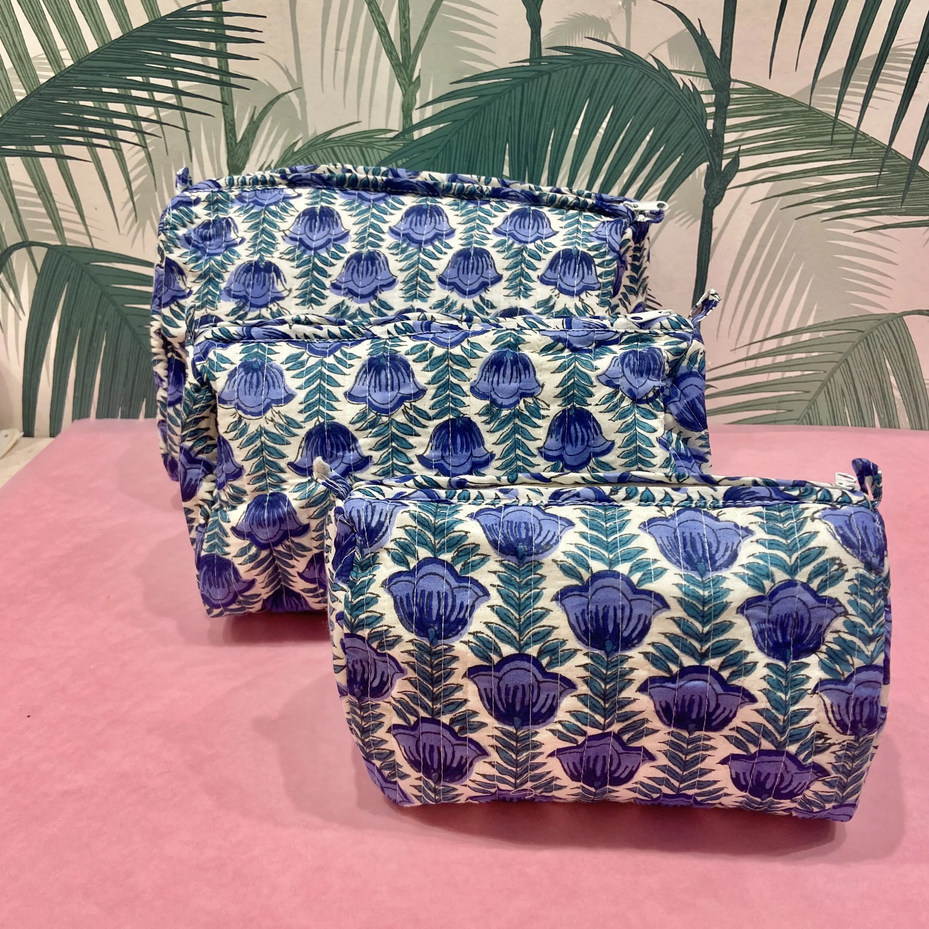 Blue & Green Floral Washbag
