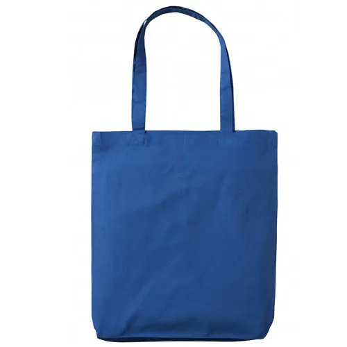 Blue Cotton Tote Bag with Base Gusset