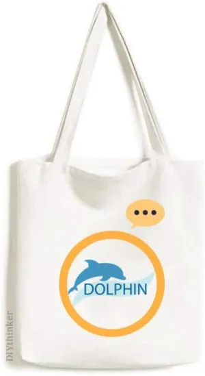 Blue Ocean Docile Dolphin Illustrate Expression Gift Sack Canvas Tote Shoulder Bag