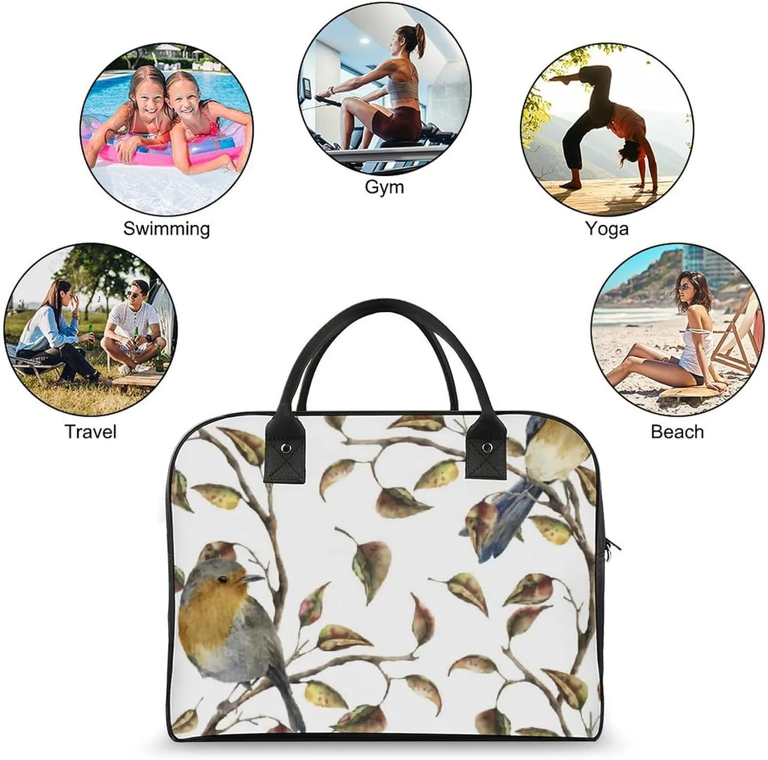 Blue Quaker Parrots Fashionable Large Capacity Travel Handbag Unisex