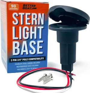 Boat Stern Light Base, Navigation and Anchor Light Base Socket, 2-Pin Plug for Stern Lights, Vertical Slot Design for Boats