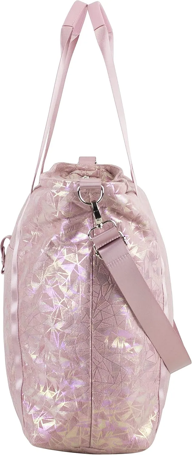 BODHI Township Tote with Removable Zipper Wristlet and Adjustable Crossbody Strap-Pink Geo