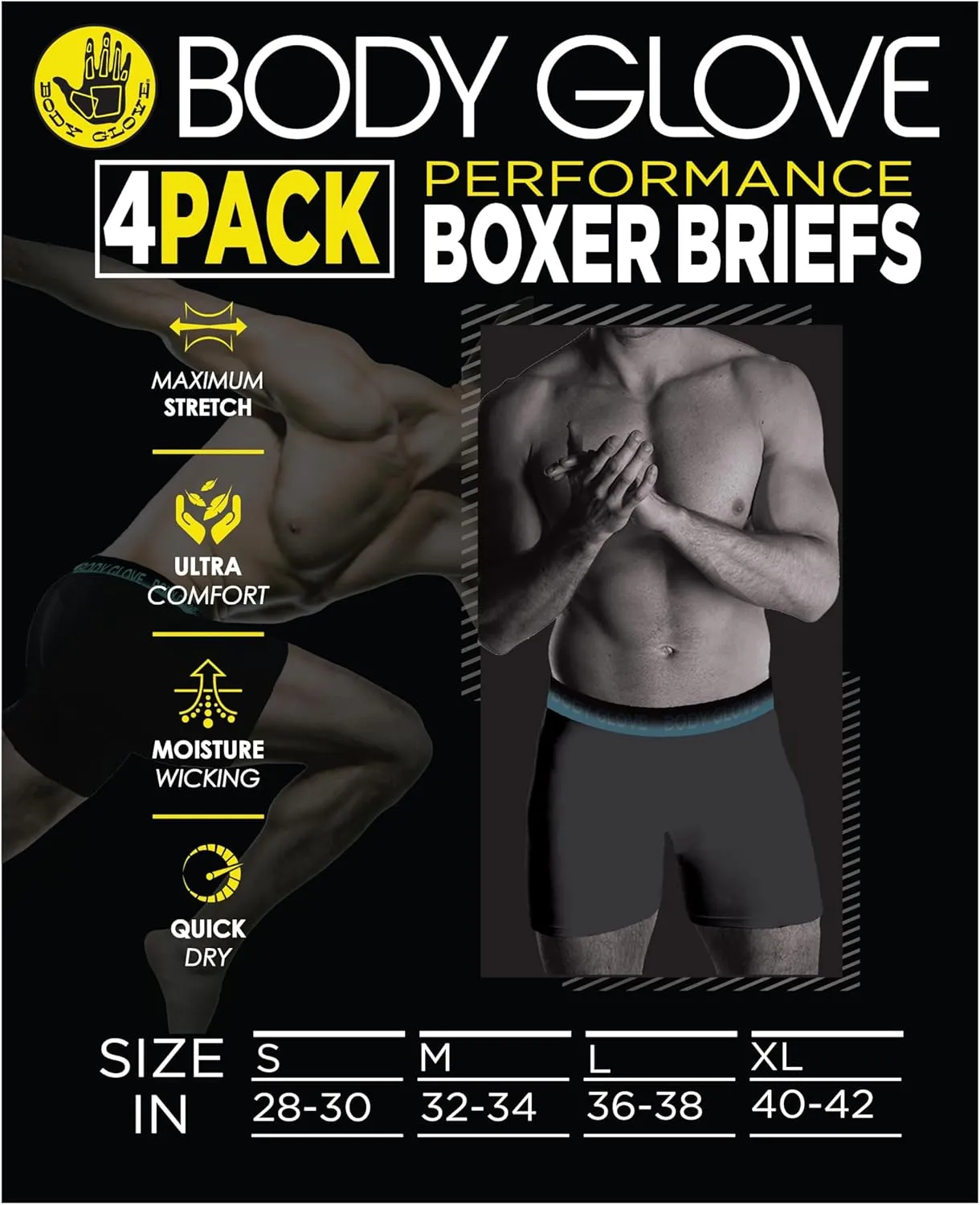 Body Glove Mens Boxer Briefs Multi Packs, Dry Fit Performance Value Underwear, Breathable Active Stretch Athletic Boxers
