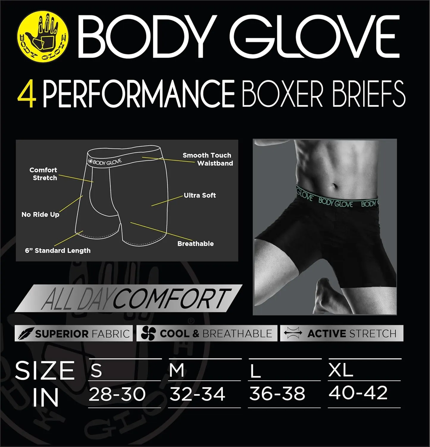 Body Glove Mens Boxer Briefs Multi Packs, Dry Fit Performance Value Underwear, Breathable Active Stretch Athletic Boxers