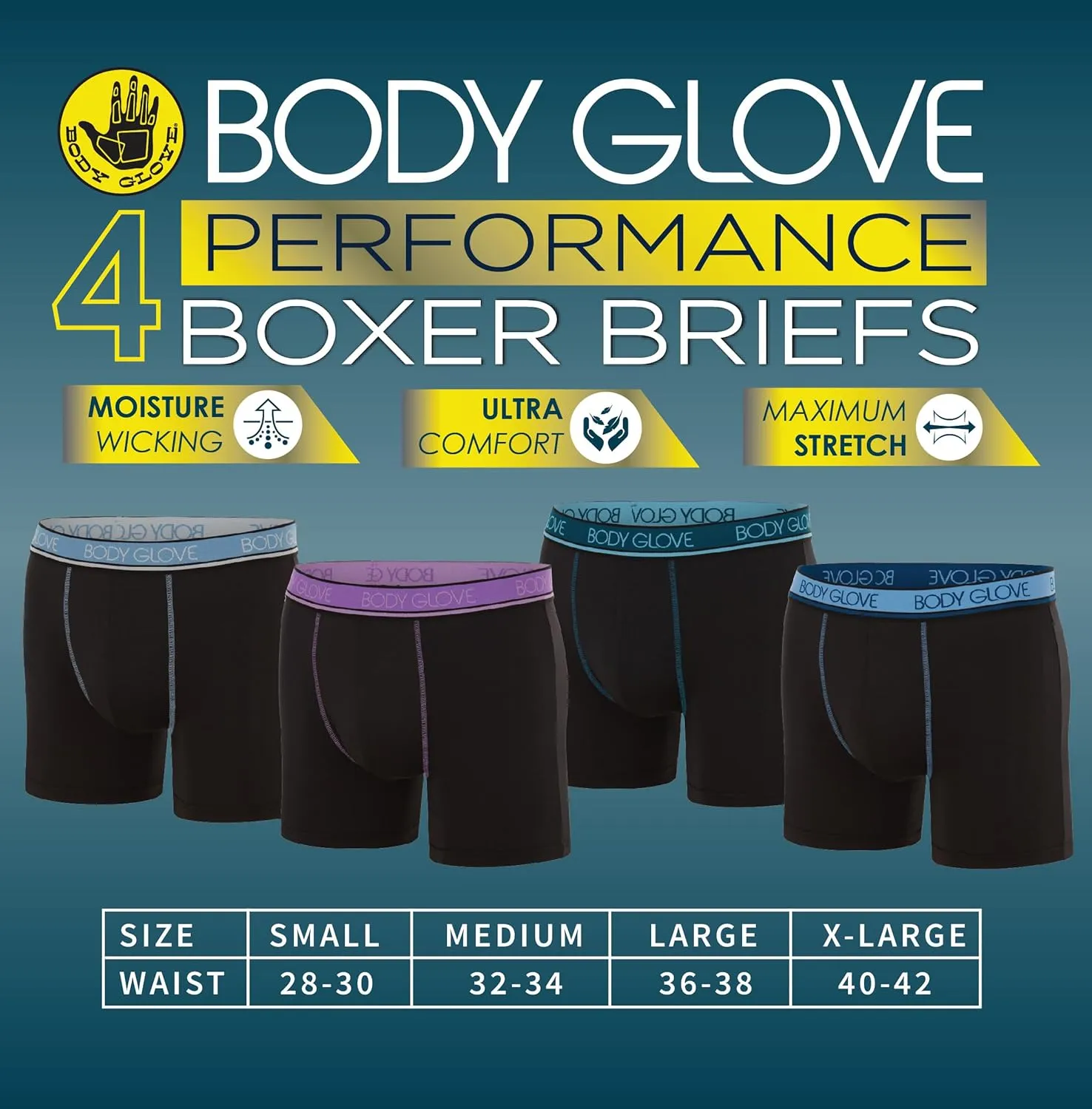 Body Glove Mens Boxer Briefs Multi Packs, Dry Fit Performance Value Underwear, Breathable Active Stretch Athletic Boxers