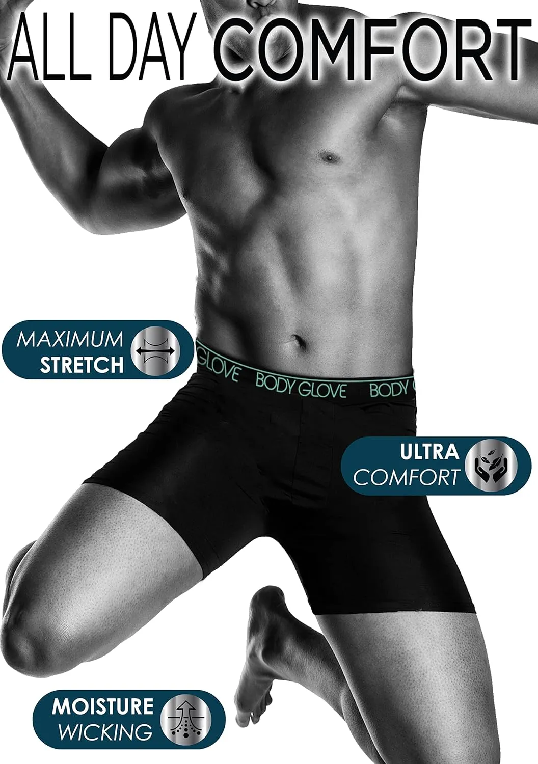 Body Glove Mens Boxer Briefs Multi Packs, Dry Fit Performance Value Underwear, Breathable Active Stretch Athletic Boxers
