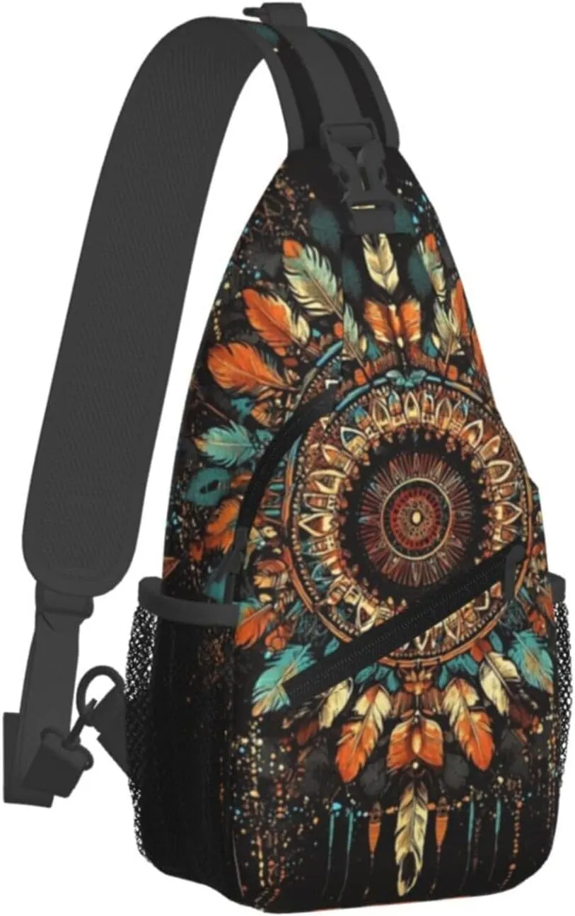 Bohemian Style Crossbody Bag Fitness Sports Travel Hiking Backpack National Culture Chest Bag Shoulder Bag for Women and Men