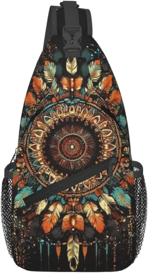 Bohemian Style Crossbody Bag Fitness Sports Travel Hiking Backpack National Culture Chest Bag Shoulder Bag for Women and Men