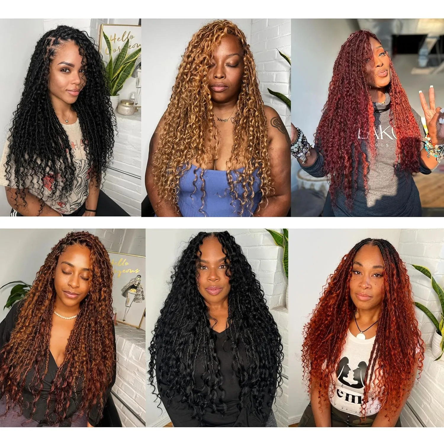 Boho Faux Locs With Curly Pure Protein Fiber Close to Human Hair Curls 24 Inch Pre-Looped Crochet Goddess Faux Locs Bohemian Loc Crochet Hair For Women(24Inch 1B)