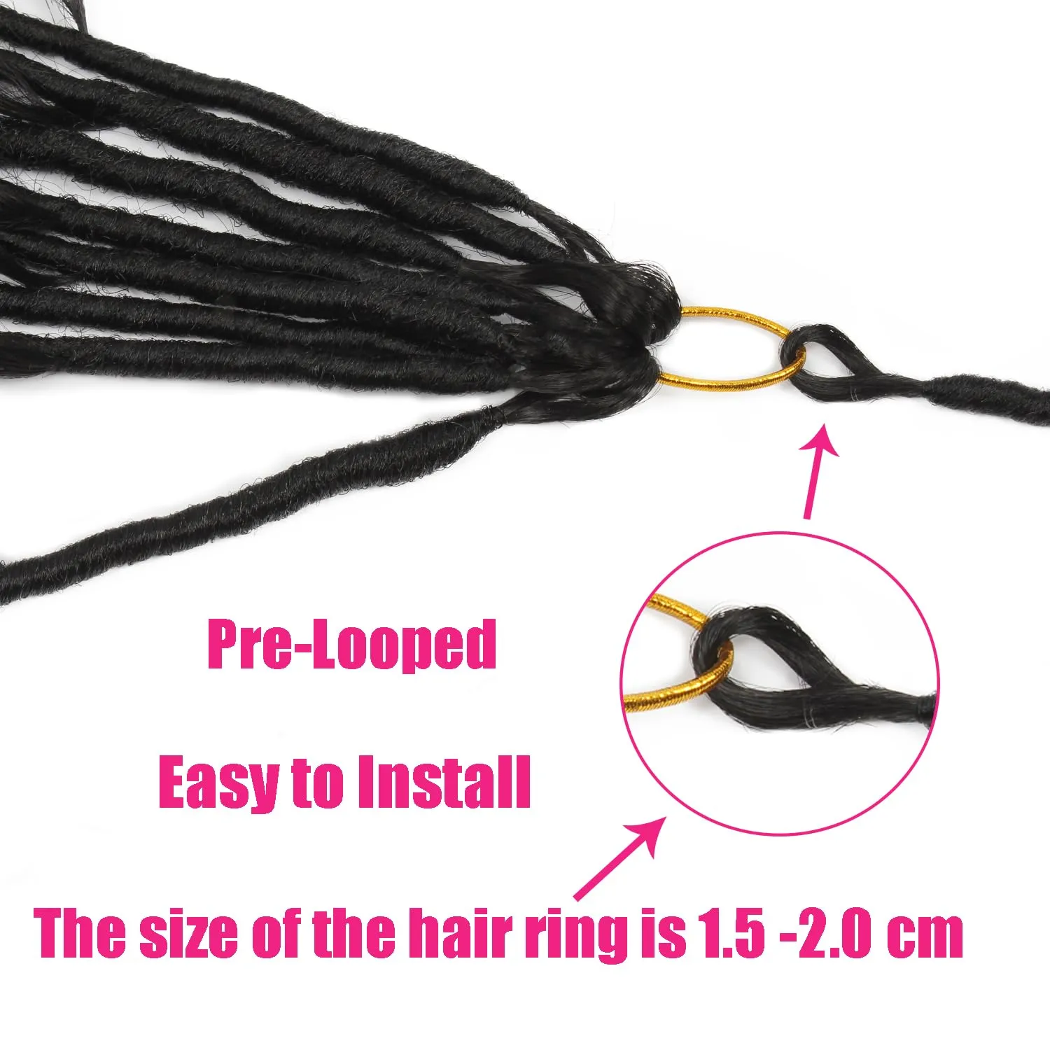 Boho Faux Locs With Curly Pure Protein Fiber Close to Human Hair Curls 24 Inch Pre-Looped Crochet Goddess Faux Locs Bohemian Loc Crochet Hair For Women(24Inch 1B)