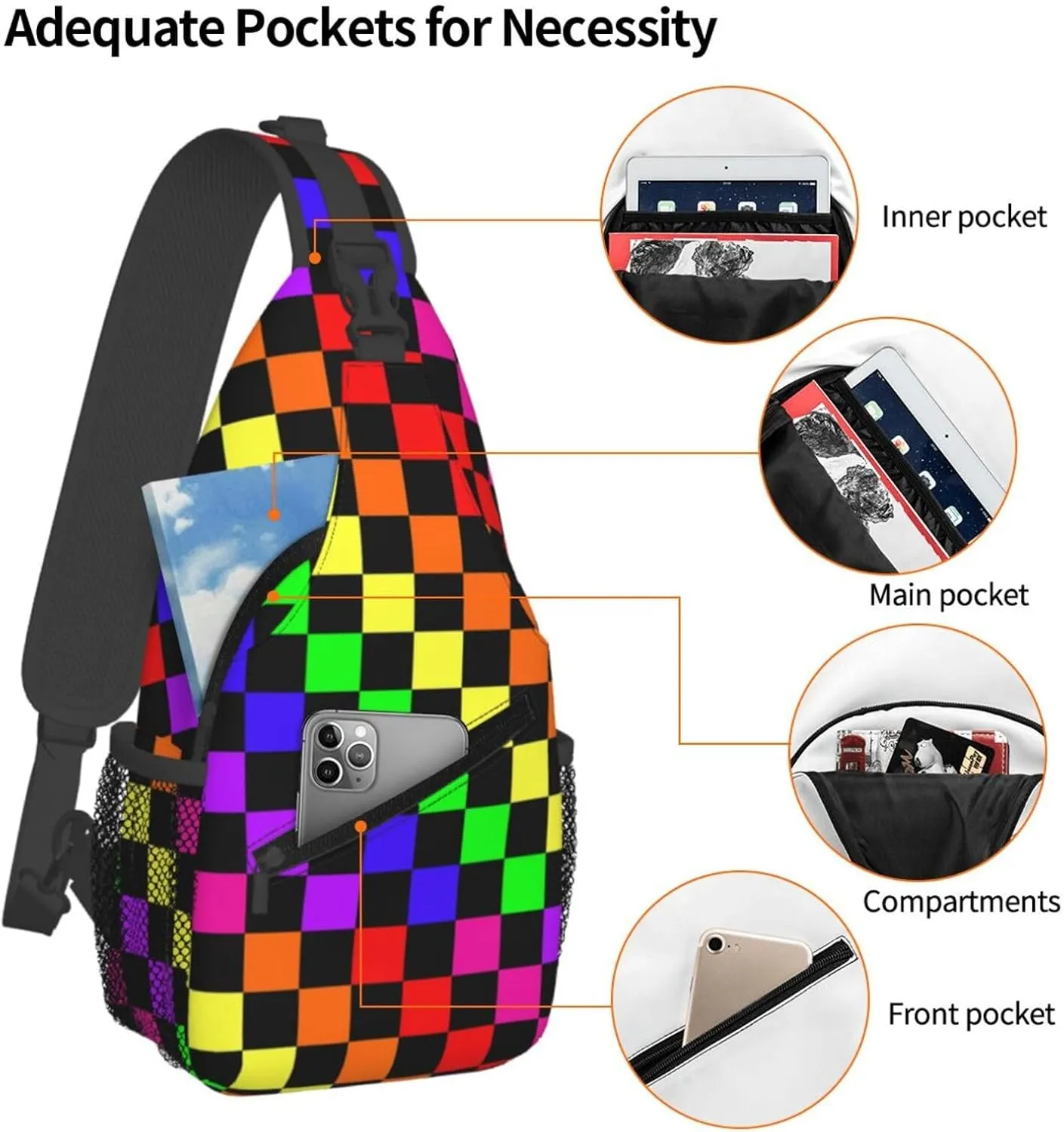 Boho Mandala Abstract Flower Sling Bag Adjustable Crossbody Bag Casual Chest Bags Travel Shoulder Backpack