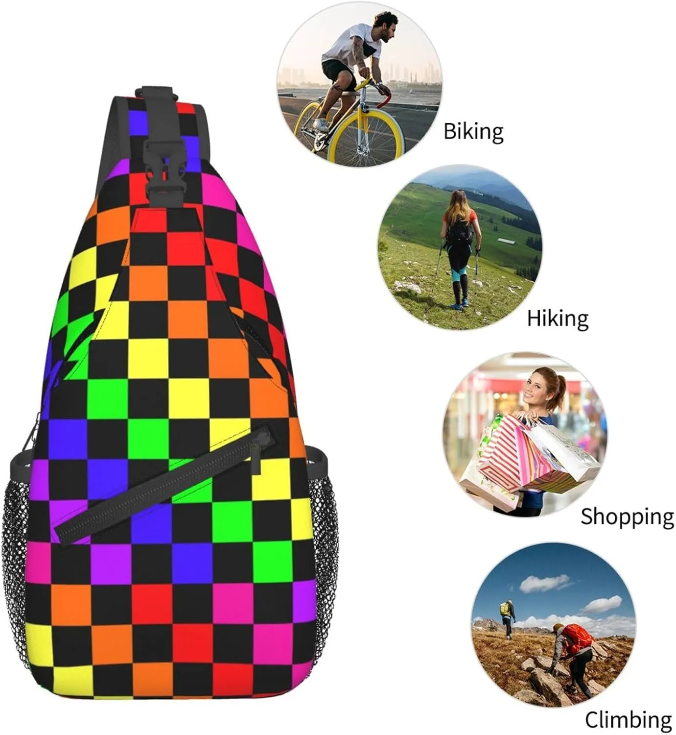 Boho Mandala Abstract Flower Sling Bag Adjustable Crossbody Bag Casual Chest Bags Travel Shoulder Backpack
