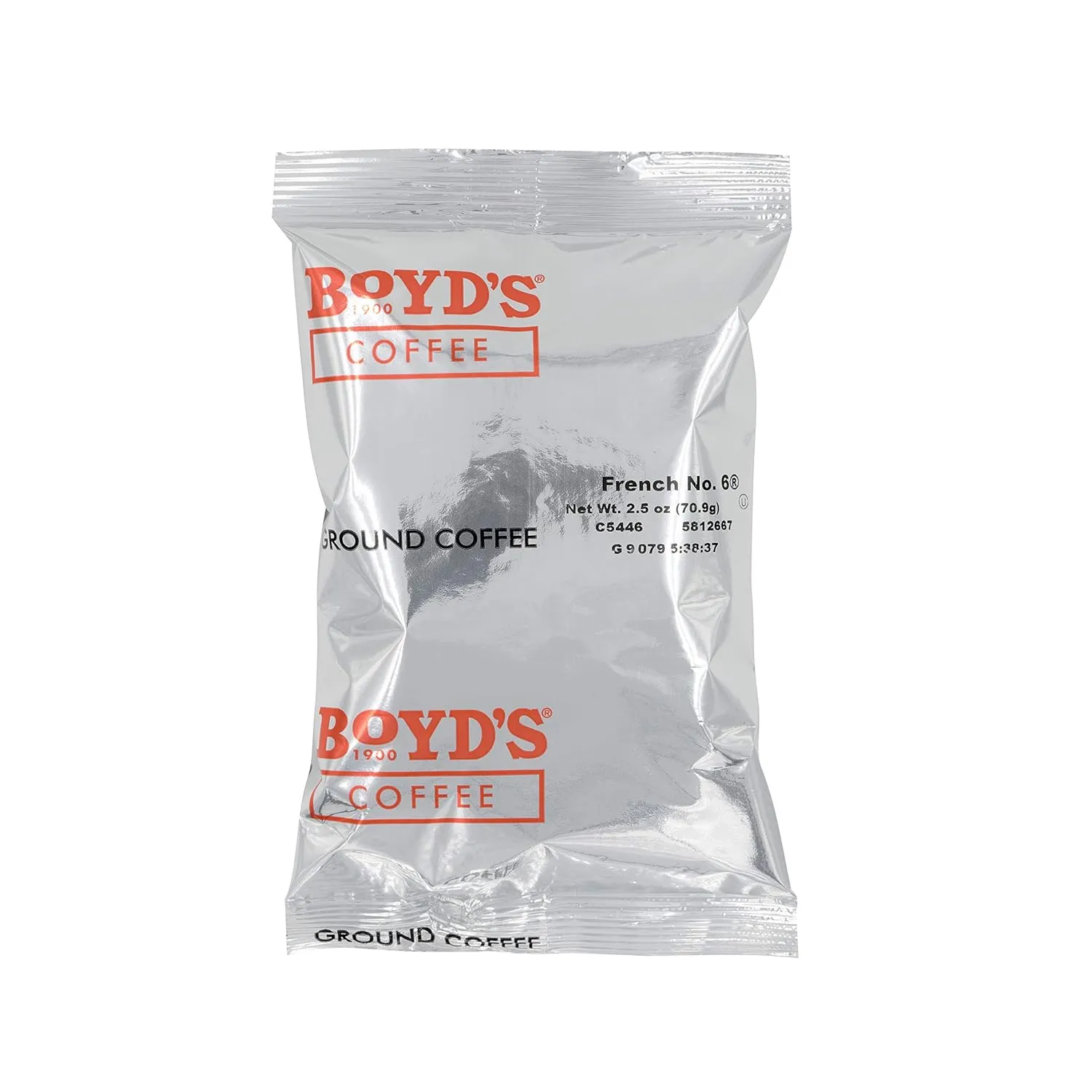 Boyd's Coffee Ground Coffee, French No. 6, Dark Roast , 2.5-Ounce Portion Packs (Pack of 50)