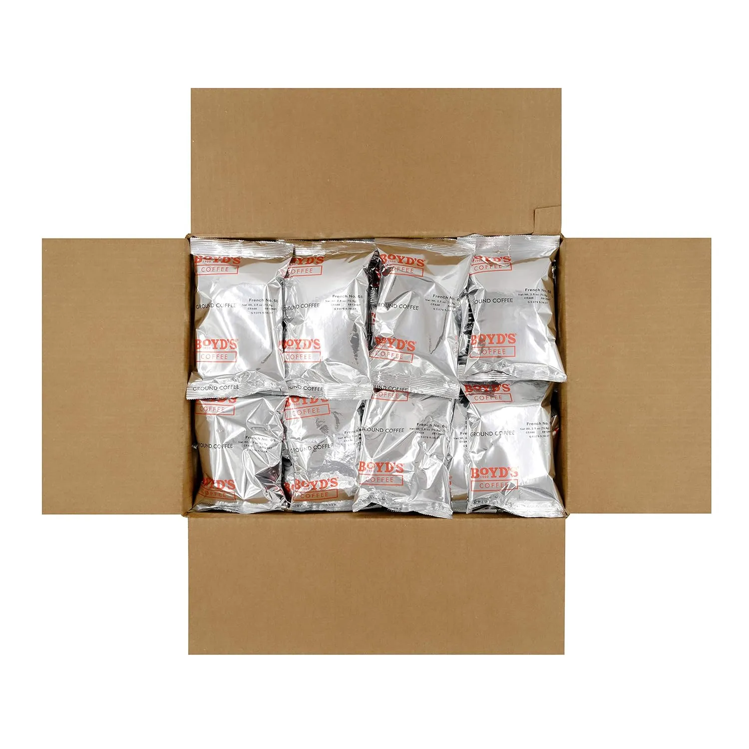 Boyd's Coffee Ground Coffee, French No. 6, Dark Roast , 2.5-Ounce Portion Packs (Pack of 50)