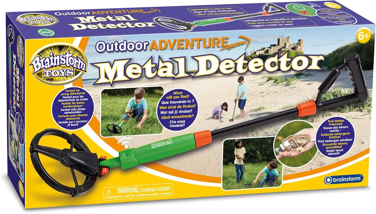 Brainstorm: Outdoor Adventure Metal Detector - 31.5" - Light N' Sound Treasure Hunting Toy, Lightweight & Portal, STEM Learning, Multi-Lingual, Kid 6 