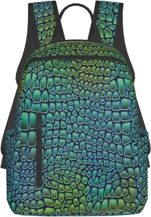 BREAUX Alligator Skin Print Simple And Lightweight Leisure Backpack, Men'S And Women'S Fashionable Travel Backpack