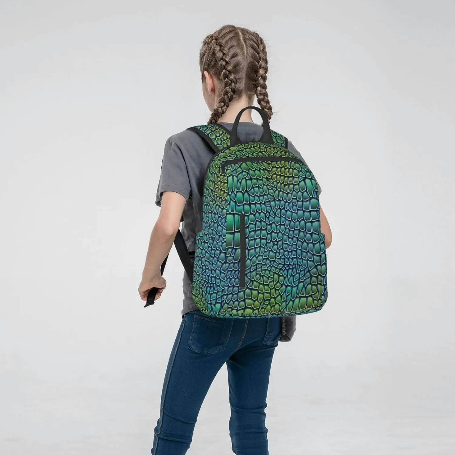 BREAUX Alligator Skin Print Simple And Lightweight Leisure Backpack, Men'S And Women'S Fashionable Travel Backpack