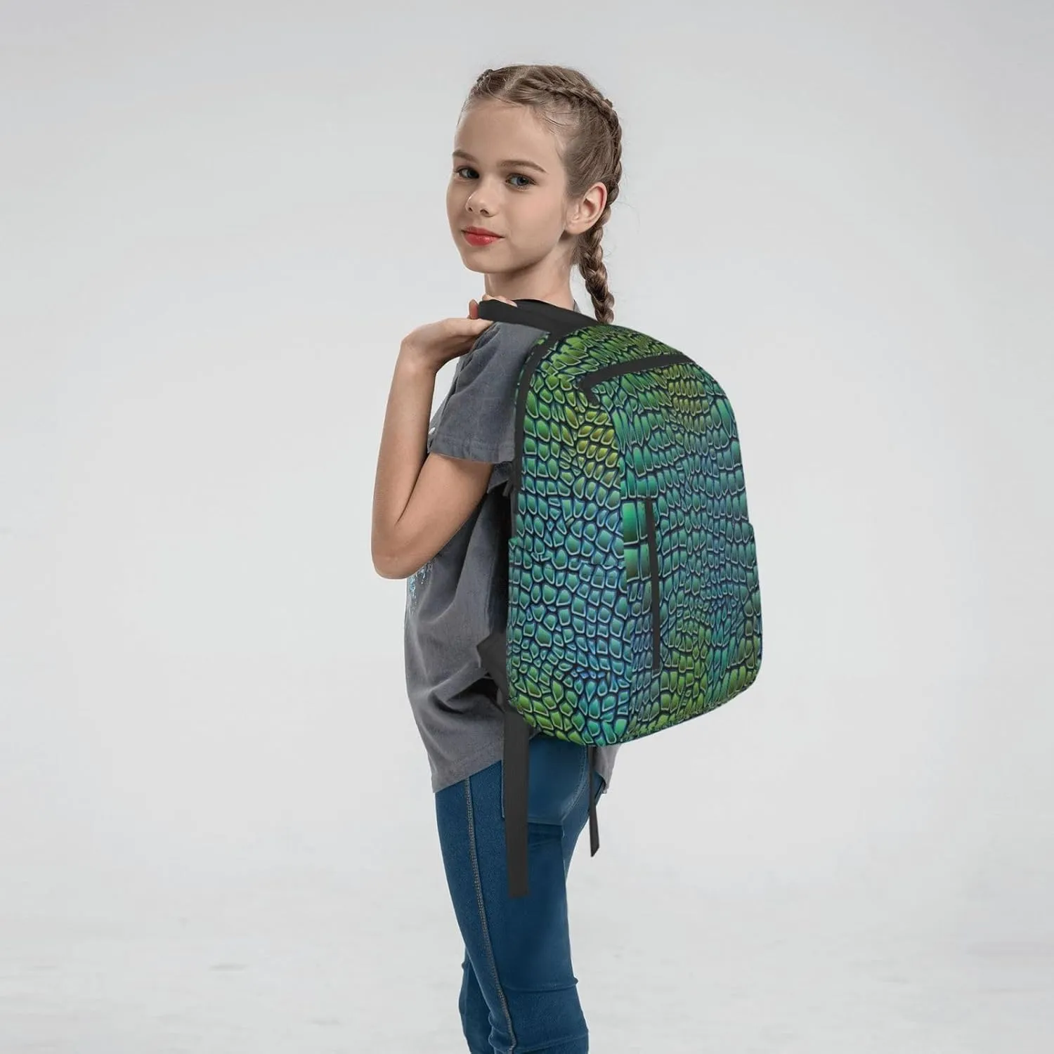 BREAUX Alligator Skin Print Simple And Lightweight Leisure Backpack, Men'S And Women'S Fashionable Travel Backpack