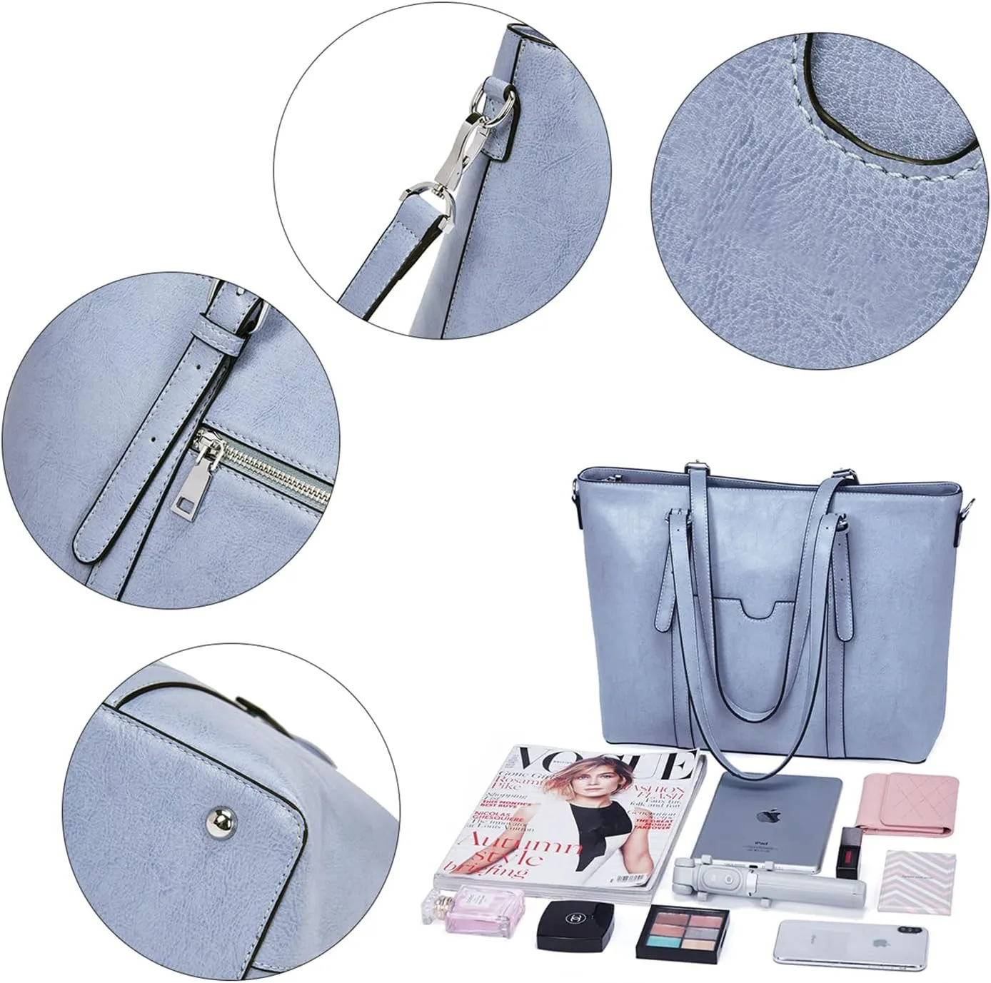 BROMEN Women Briefcase 15.6 inch Laptop Tote Bag Vintage Leather Handbags Shoulder Work Purses