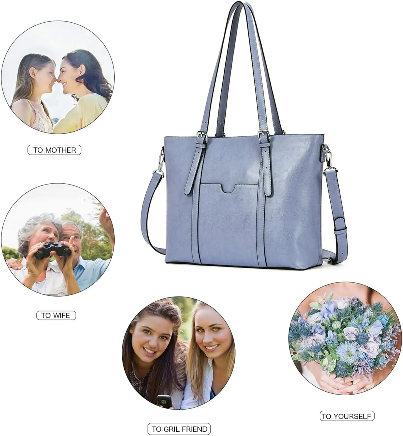 BROMEN Women Briefcase 15.6 inch Laptop Tote Bag Vintage Leather Handbags Shoulder Work Purses
