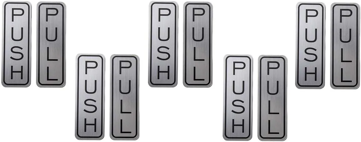Brushed 304 Grade Stainless Steel Premium Push/Pull Set Door Vertical Sign 5 x 1.5 inch Stylish (Pack of 5)