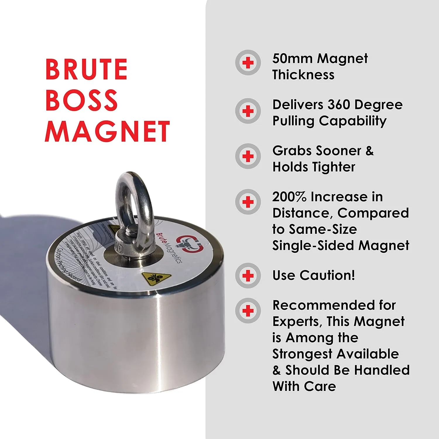 Brute Magnetics 3500lb Boss 360 Magnet Fishing Bundle- Includes 360 Degree Magnet, Threadlocker, & Accessories- Ideal for Salvage and Treasure Hunting in Rivers, Oceans, Lakes
