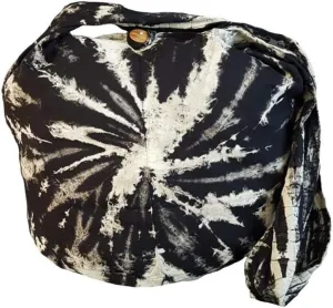 BTP! Tie Dye Sling Crossbody Shoulder Bag Purse Hippie Hobo Cotton Bohemian Black White Spiral VJ1