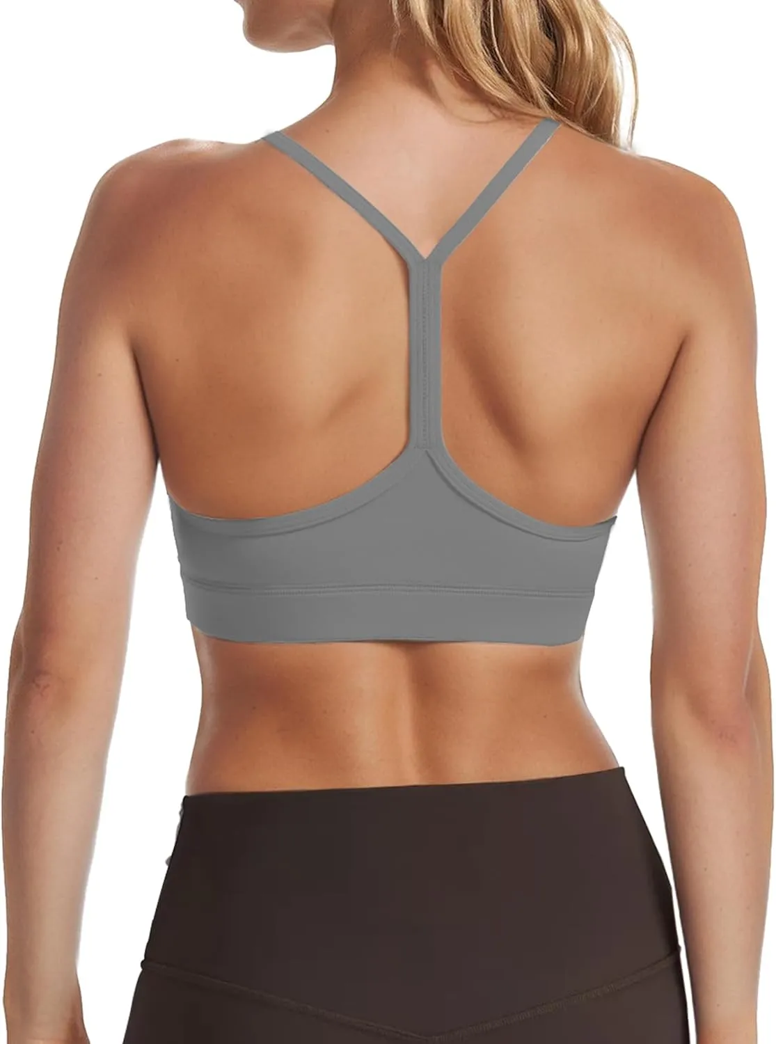 Buauty 2 Packs Y Back Sports Bra for Women, Low Impact Padded Racerback Spaghetti Strap Bras, Womens Workout Yoga Tops
